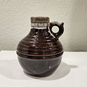 Vintage MCM Brown Drip-Glaze Jug Candlestick Holder Made in Japan